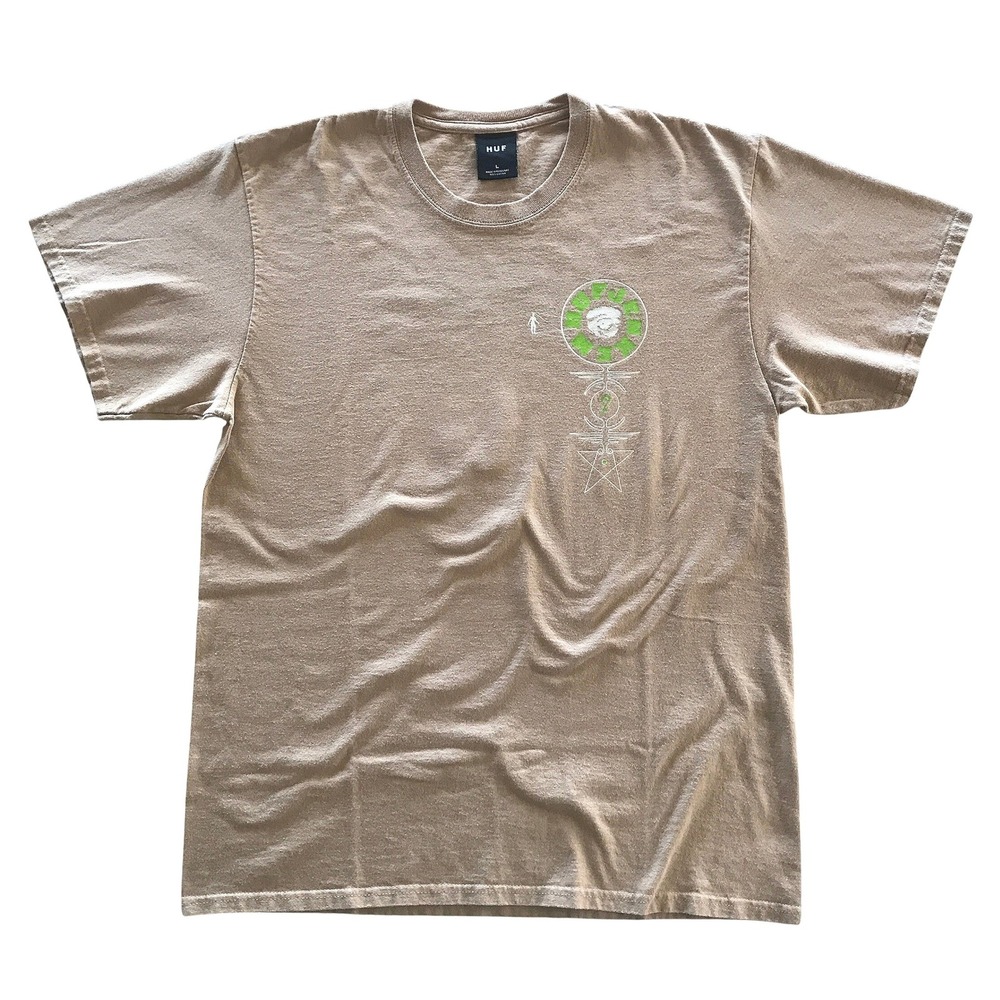 HUF Jenkem Skateboard Collaboration Graphic T-Shirt Tan Mens Large L